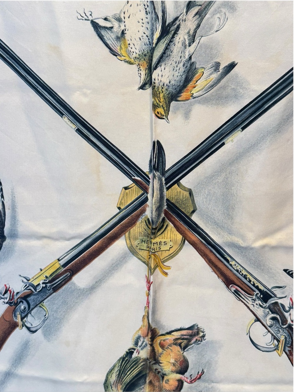 🌈 Hermes Les Fusils Carre 90 Silk Scarf - Picture 6 of 8